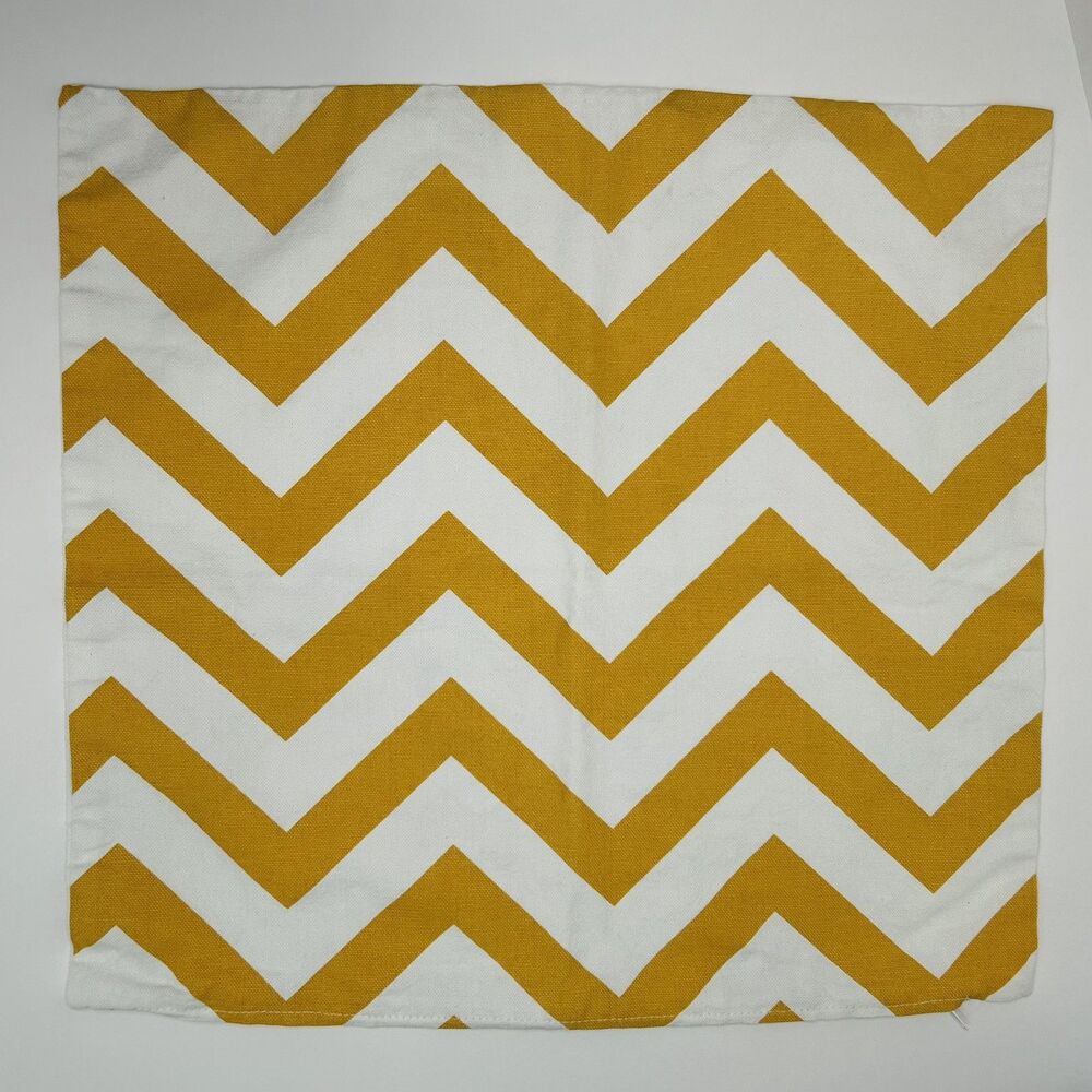 Decorative Throw Pillow Cover Chevron Stripe Mustard Yellow W/ Zipper 17” x 18”